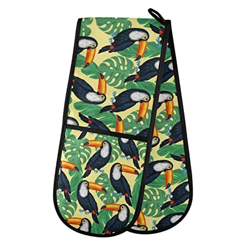 YOUJUNER Tropical Birds Double Oven Gloves Cover