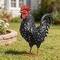 Ratuor Rooster Garden Statue Sculpture Metal Chicken Yard Decor Outdoor Figurines Patio Backyard Decoration (Black)