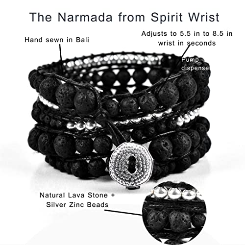 Spirit Wrist Narmada Wrap Beaded Bracelets – Boho Bracelets For Women & Men – Lava Stone + Silver Zinc Bead Bracelet – Handmade In Bali Women’s & Mens Bracelet – Great Gift For Women & Men #TOP2