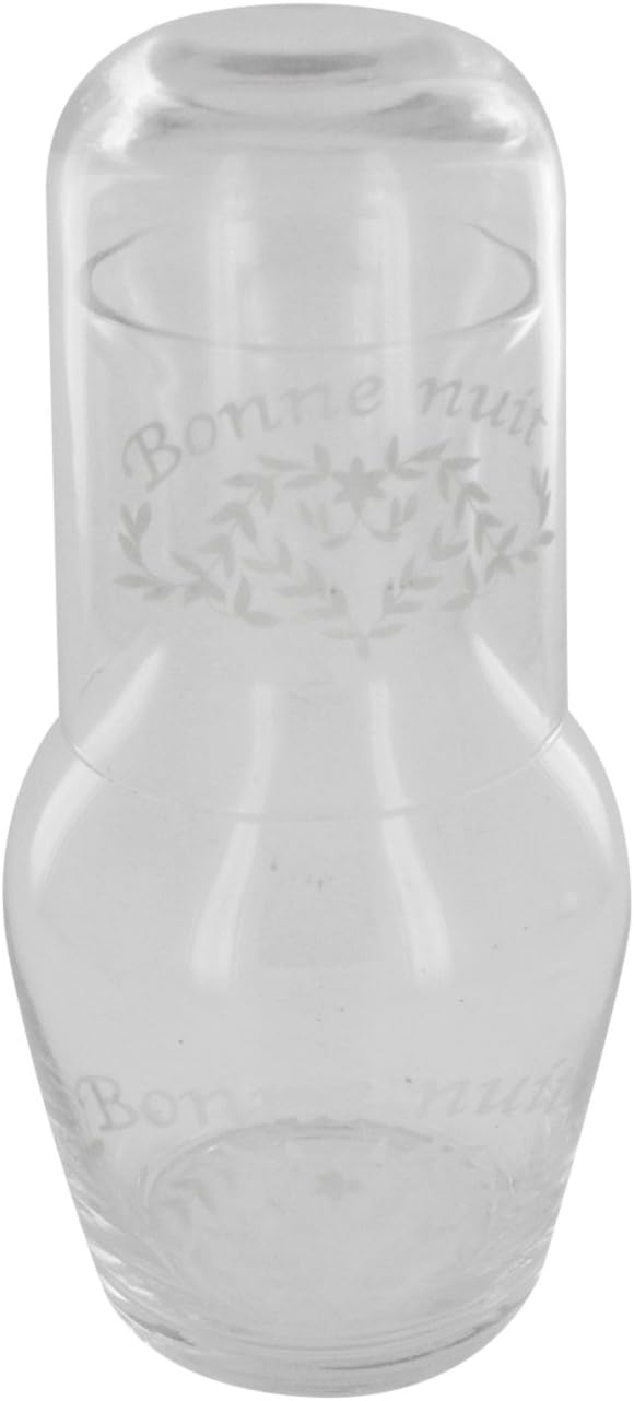 Bedside Carafe with Glass, French Vintage Design "Bonne Nuit"
