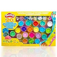 Play-Doh Mix & Play Variety Assortments Set - 20 Compound Resealable Tubs with Cloud, Butter & Super Stretch Textures with Glitter, Beads & Poms Mix-Ins - Sensory & Creative Play for Kids Aged 4+