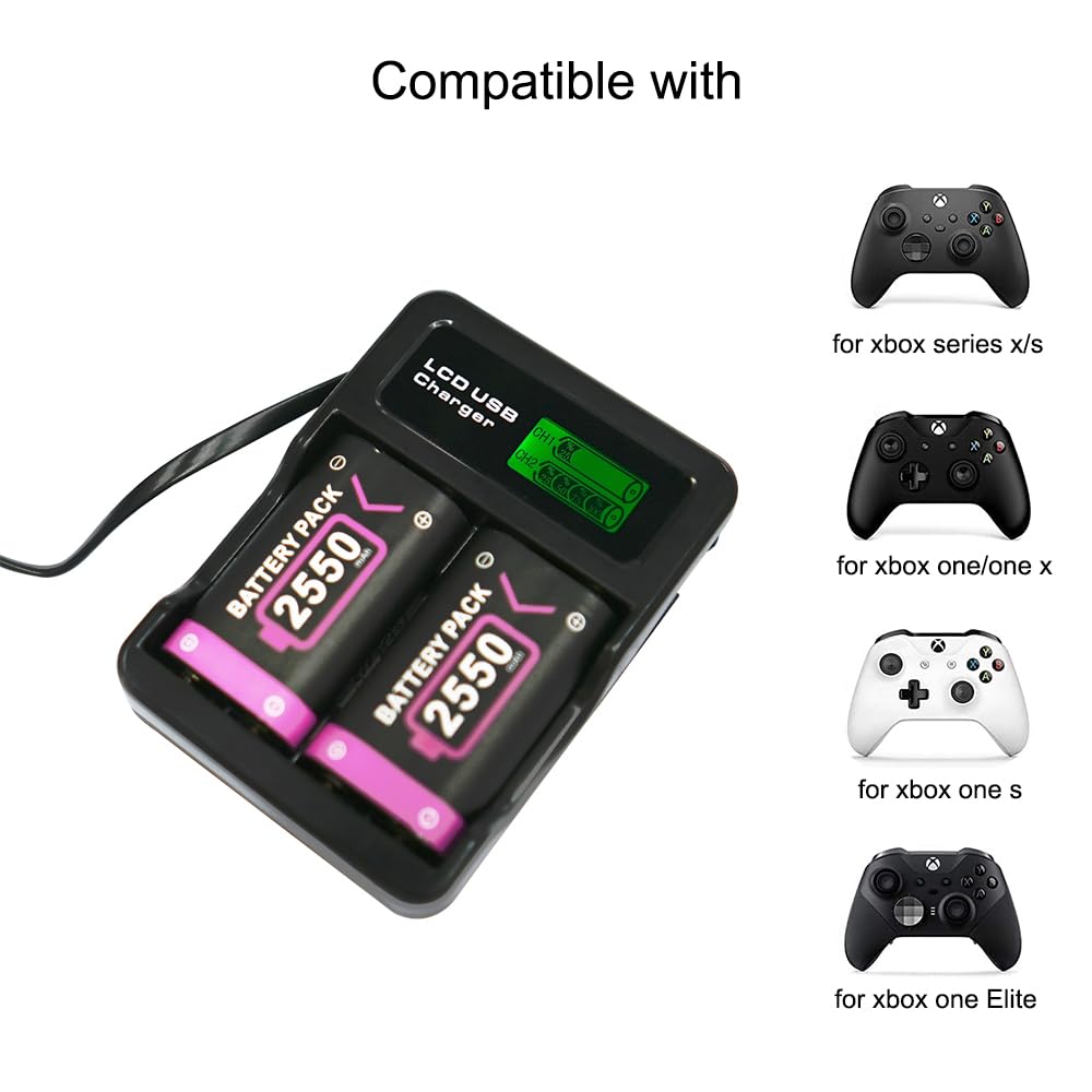 SLODA Xbox Controller Batteria Ricaricabile Con Caricatore per Serie X|S, One S/X/Elite Controller Senza Fili