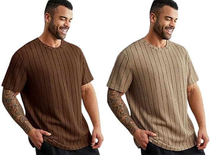 fn3 Waffle Stripe Tshirt for Men || Men's Regular fit Tshirt||Combo Pack of 2 Sports Tees-picture-46