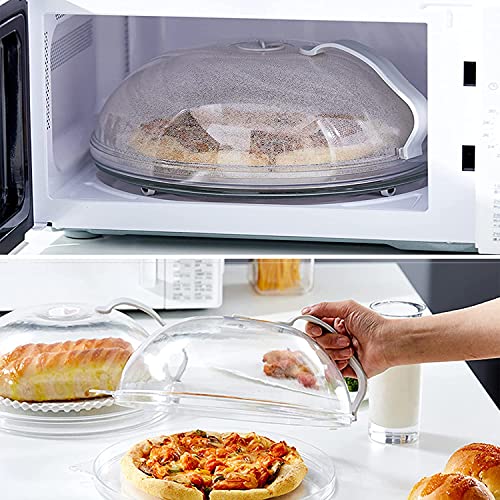 Microwave Splatter Cover, Deep Microwave Cover for Food, Large Microwave Plate Cover with Handle Steam Vents Keeps Microwave Oven Clean -1 Pack Transparent Cover