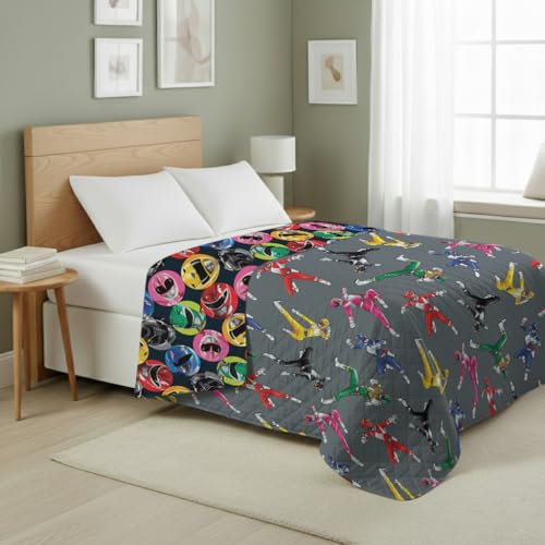 Image of Northwest Power Rangers Rangers Go Twin Quilted Blanket, Comfy Throw, Adults Boys Girls, Soft Lightweight Bedding for Bed, or Couch, 60 x 90 inches