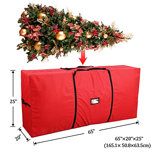 Christmas Tree Storage Bag For 9 Foot, Xmas Tree Storage Bag For 9 Ft Tall Tree, Premium Extra Large Artificial Tree Bag, Heavy Duty Waterproof 600D Oxford Holiday Tree Storage Bag, Red #TOP3