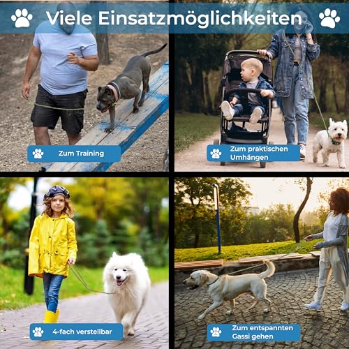 Testnote: Sehr gut - Hundeleine reflektierend I 2m, verstellbar, wetterfest & reißfest bis 250 kg I Paracord Führleine, Umhängeleine I kleine - große Hunde