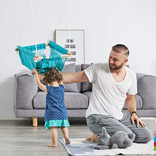 HAPPY PIE PLAY&ADVENTURE Secure Canvas Hanging Swing Seat Indoor Outdoor Hammock Toy for Toddler (Bright Green) - Thumbnail 3