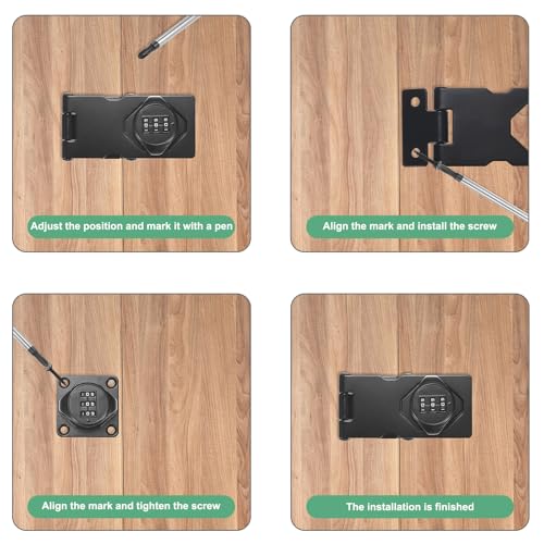 Image of M METERXITY 2-Pack Keyless Combination Lock, 3.5 inch Zinc Alloy Mechanical Password Twist Knob Hasp Locks Latch, 90 Degree Barn Door Lock for Cabinet /Closet /Garage /Drawers /Garden [Black]