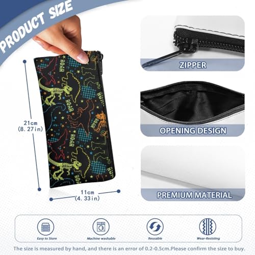 Image of Dinosaur Skeleton Pencil Case Lightweight Black Pencil Box for Preschool Toddlers Girls Pen Holder for Stationery Storage Ideal for School Classroom