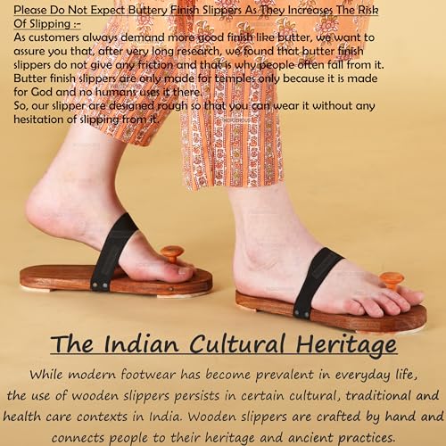 Image of INDIGENOUS Handcrafted Traditional Indian Khadau Slipper Or Ancient Foot Reflexology Massage Footwear For Man And Women (Regular /Plain) Size-6