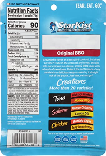 Image of StarKist Chicken Creations Original BBQ, Single Serve Pouch, 2.6 oz (Pack of 2)