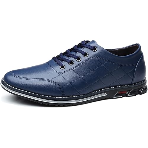Veslexth Men Casual Driving Sneakers Loafers Breathable Comfort Walking Wing Tips Lace Up Luxury Leather Shoes for Male Business Work Office Dress Outdoor