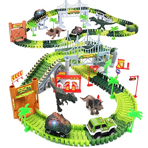 Bdwing Coches de Dinosaurios Juguetes,Circuito de Coches en el Parque Jurásico Mundo Dinosaurios...
