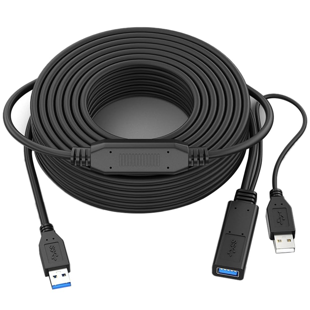 Kabel przedłużający USB 3.0 męski do, aktywny przedłużacz USB ze wzmacniaczem sygnału 49,2 stopy/15 metrów, staranna produkcja i