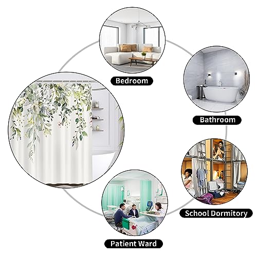 Minicoco Shower Curtain Green Shower Curtains Mould Proof Resistant Waterproof Shower Curtain 100% Polyester Bathroom Shower Curtains with 12 Hooks, 180 x 180 cm (Green Leaves) - Image 6