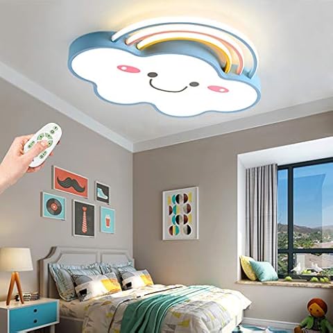 Ceiling Light Led Modern Kids Room Lamp Dimmable Remote Control Ceiling Lamp Creative Cloud Rainbow Decoration Chandelier Lighting Boys Girls Bedroom Living Room Ceiling Light,Blue,63W/56W Cover