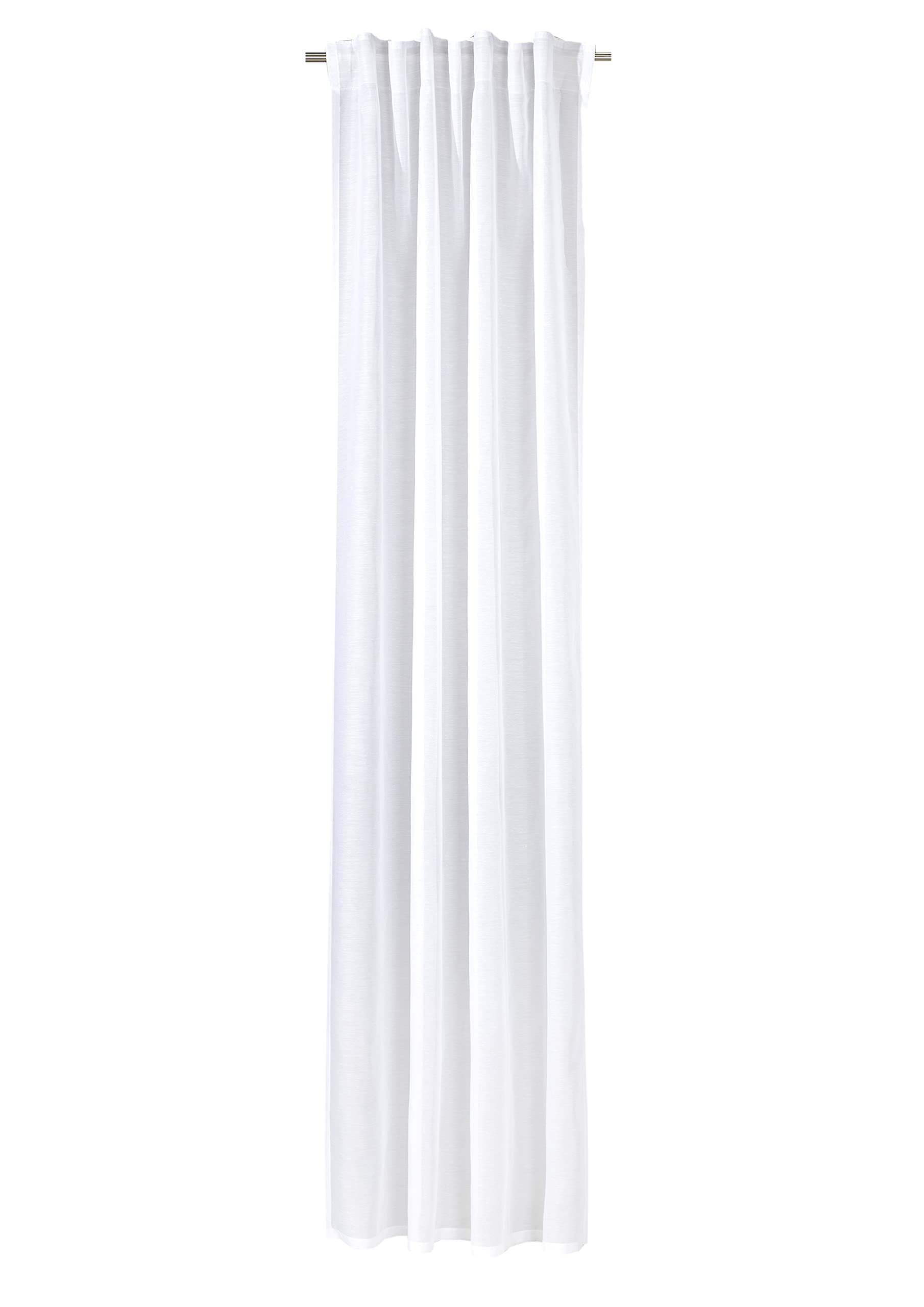 Valentin Tab-Top Curtain 140 x 245 cm White Batiste Look, W 55.1" x L 96.5" (1 Panels)