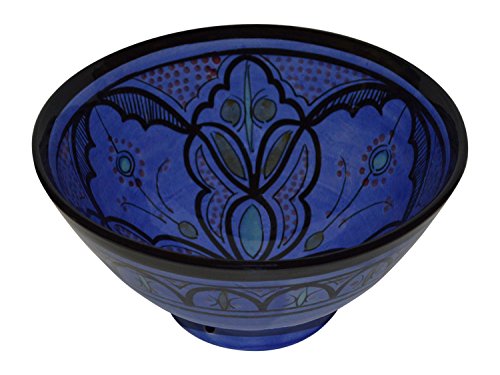 Treasures Of Morocco Ceramic Bowls Moroccan Handmade Serving Piece With Vivid Colors 8 Inches In Diameter Royal Blue cover