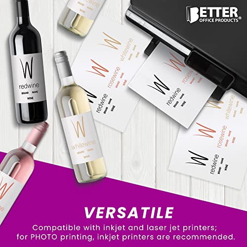 Thin Glossy Photo Paper, 100 Sheets, 8.5 X 11", 30 Lb, 115Gsm, Inkjet Photo Paper, By Better Office Products, For Brochure Printing, Custom Chip Bag Party Favors, Letter Size, 100-Count Pack #TOP4