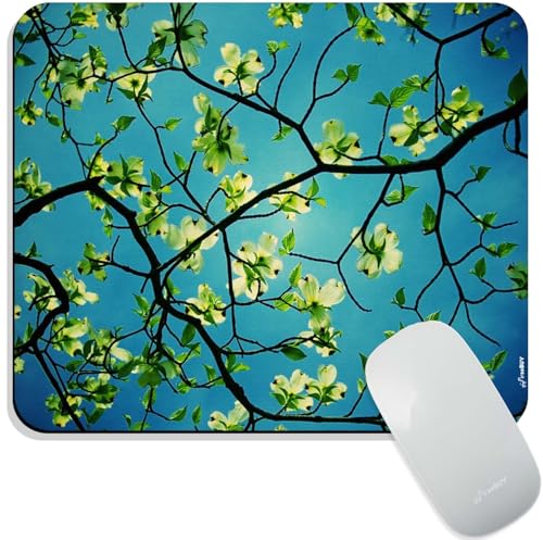 Image of Mouse Pad Dogwood Blooms, Premium-Textured Custom Mouse Mat Design, Washable Mousepad Non-Slip Rubber Base Computer Mouse Pads for Wireless Mouse