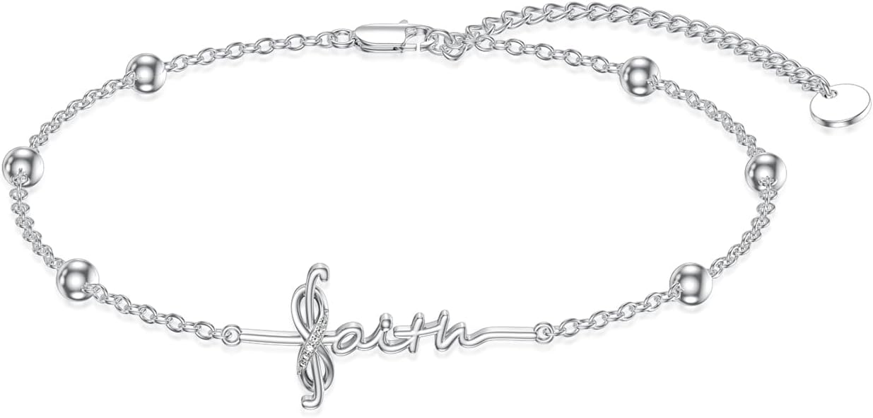 Diamond Faith Cross Bracelet for Women 925 Sterling Silver Lab Grown Diamonds Jewelry Gifts for Mom Wife Girlfriend Daughter Sister Friend