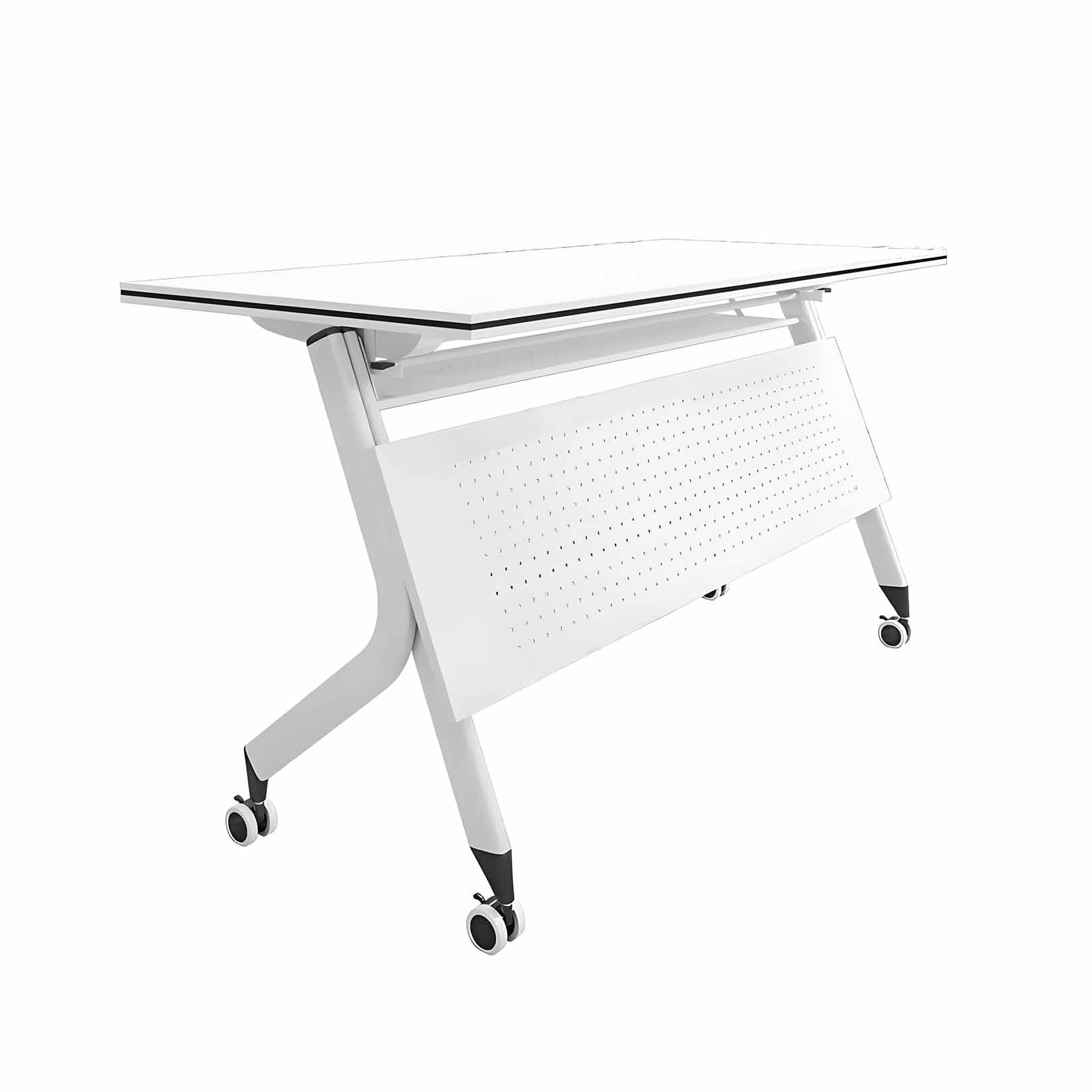 Bureau de conférence mobile compact avec roulettes verrouillables – Table de travail peu encombrante pour bureau, école ou salle d'étude à domicile