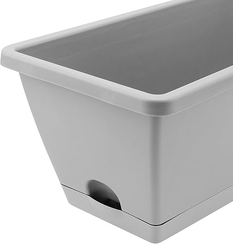 Miniatura 3 de 5 macetas rectangulares de 17 pulgadas para ventana, cajas largas de plástico con agujeros de drenaje y bandejas, macetas de flores para suculentas