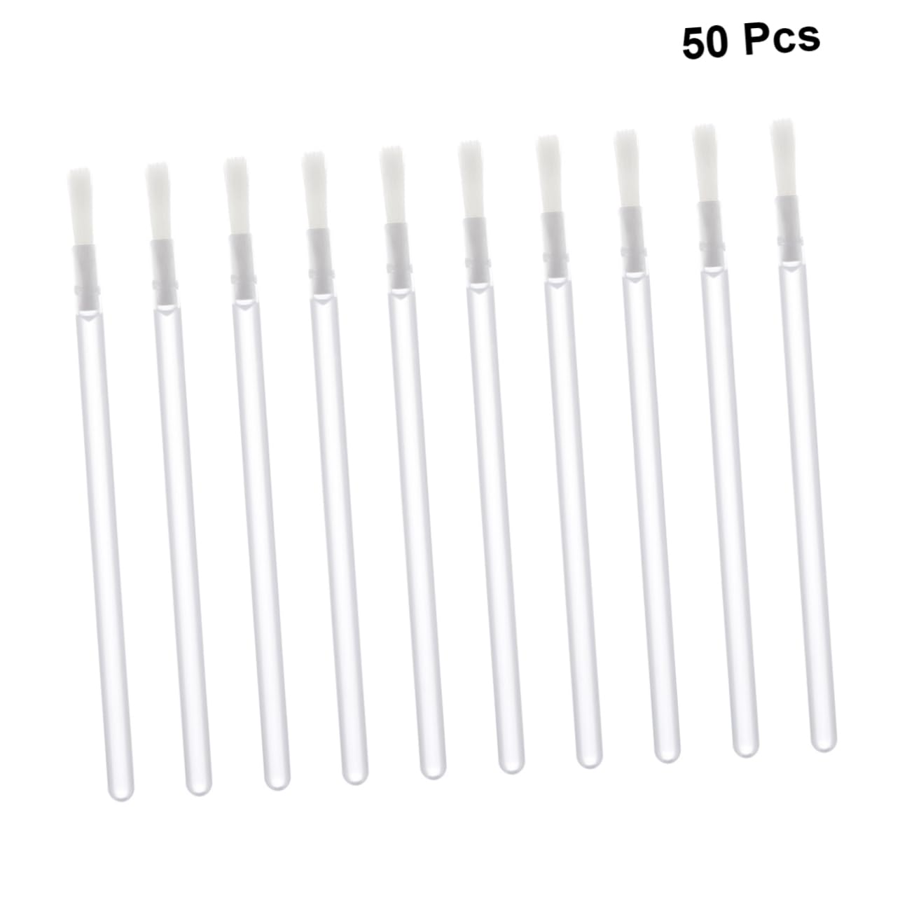 FOMIYES Set of 50 Disposable Lip Liner Brushes White Plastic Handle Dense Nylon Bristles for Professionals Makeup Lovers
