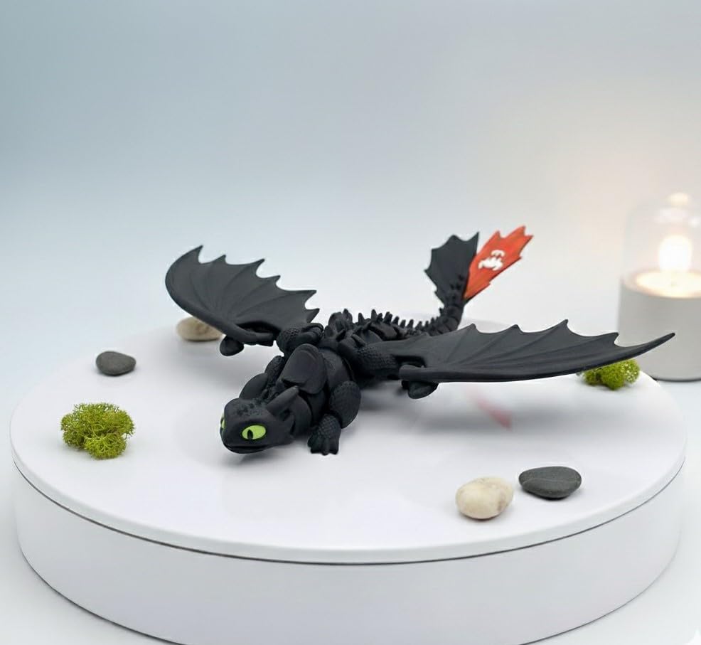 Stemply Toothless Dragon – Night Fury Collectible Toy for Boys, Girls & Anime Lovers – Dragon Action Figure for Teenagers & Toy Collectors (Night Fury Edition) 1