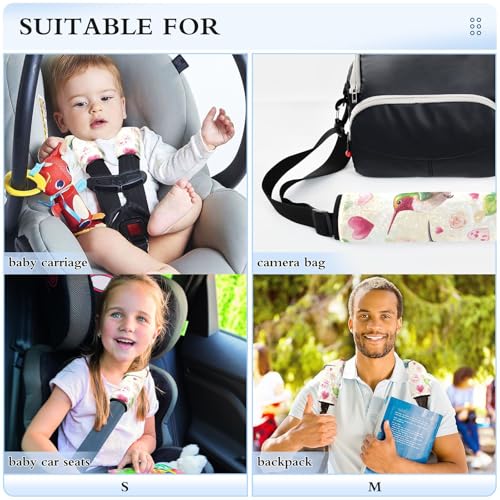 Image of Hummingbirds Roses and Hearts 02 Seat Belt Cover Pad 2 Pcs Soft Cute Seatbelt Covers Protector Support Head Neck Shoulder Strap for Car Seats High Chair Backpack for Adults Kids Women Men 10x7.