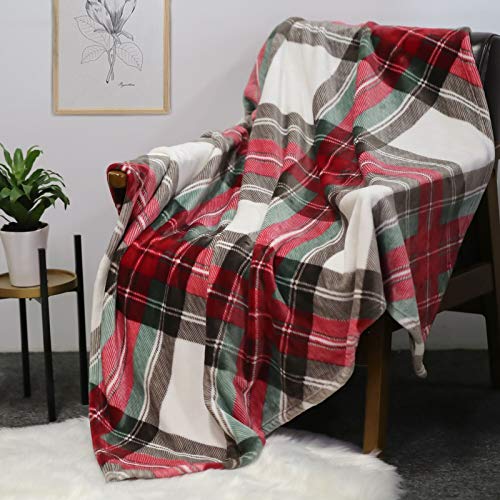 Homritarultrasoftthrowblanketwithplaidcozyflannelfleeceluxuryblanketforbedsofaandcouch50x60inchred  Urban Country Home Decor Homritar ultra soft throw blanket with plaid cozy flannel fleece luxury blanket for bed sofa and couch 50 x 60 inch red  urban country home decor