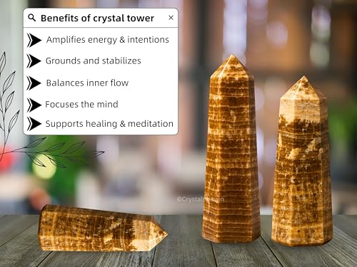 Image of Crystal Heaven Certified Aragonite Crystal Tower Obelisk Point for Chakra, Healing and Balancing - AAA Grade Original Certified Gemstone Agate for Reiki Meditation Yoga Spiritual (2-3 Inches)