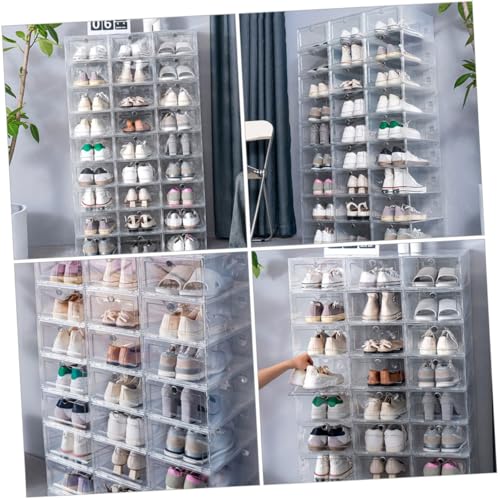 Boîtes rangement chaussures empilables et pliables transparentes x4