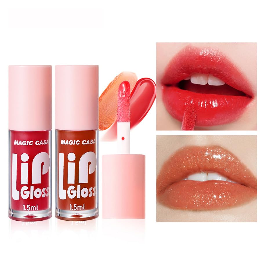 Makeup Lip Plumping Gloss,Hydrating Lip Oil Set,6 Colors High Shine, Non-Sticky Finish Makeup Lip Gloss,Plumping Lip Oil Tinted, Smooth Shimmer Glossy, Moisturizing Long Lasting Lip Glow Balm Lip Care - Image 2