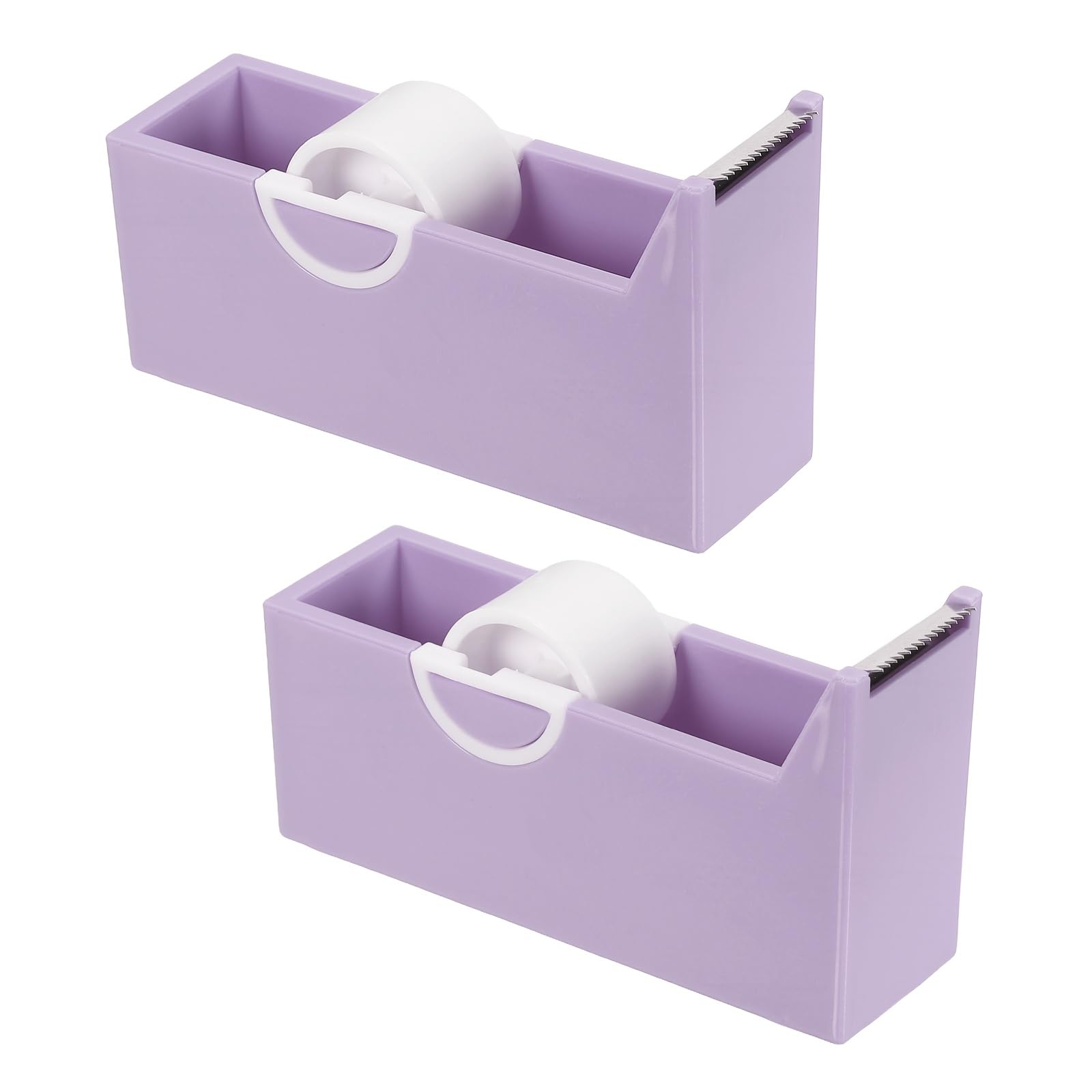 PATIKIL 2 Pack Tape Dispenser Desk, Small Desktop Tape Dispenser Cutter Holder for 17mm/0.65" Eyelash Tapes Rolls Desk Home Office Supplies, Purple