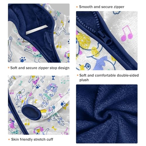 Dancing Dogs in Neon Colors Girls Fleece Jacket Girls Fall Jacket Girls Zip Up Hoodie Girls Sherpa Jacket 2-10T3