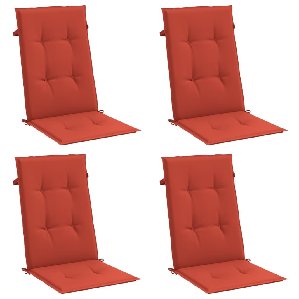 4er Set Hochlehner-Auflagen 120x50x4 cm Melange Rot - Bequeme Stuhlkissen für Gartenstühle und Hochlehner aus Polyester - Weiche Auflagen für Gartenmöbel und Terrassenstühle