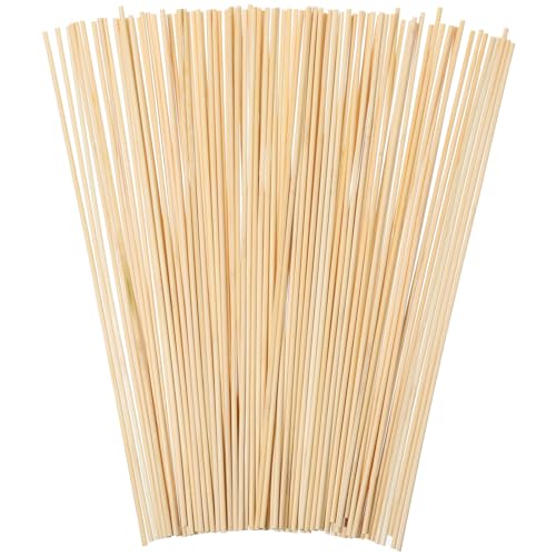 JJUNW 100 Stück Holzstäbe zum Basteln Bambusstäbe Bastelstäbe Zuckerwatte Stäbchen 300mm x 3mm Holzstäbchen Rund für Modellbau DIY Handwerk Holzarbeiten Arts Dekoration