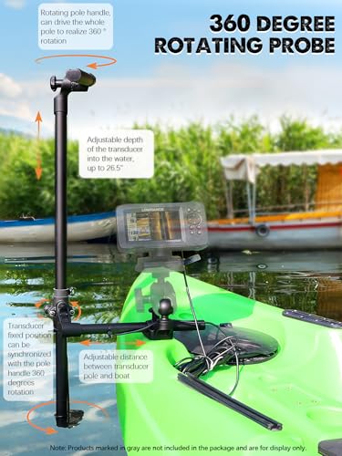Image of Livescope Pole Mount for Kayak /Boat, Universal 360 Adjustable Rotating Transducer Pole Mount for Garmin /Lowrance, Drill-Down Base with 1.5'' Ball, Compatible with C Size Double Socket Arm