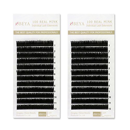 Real Mink individual Lashes C Curl Mink Eyelashes Extension 8mm 10mm 12mm 14mm Mixed Length 100% Real Siberian Mink Eyelash extensions 3D Mink Fur Lashes (2 Packs)