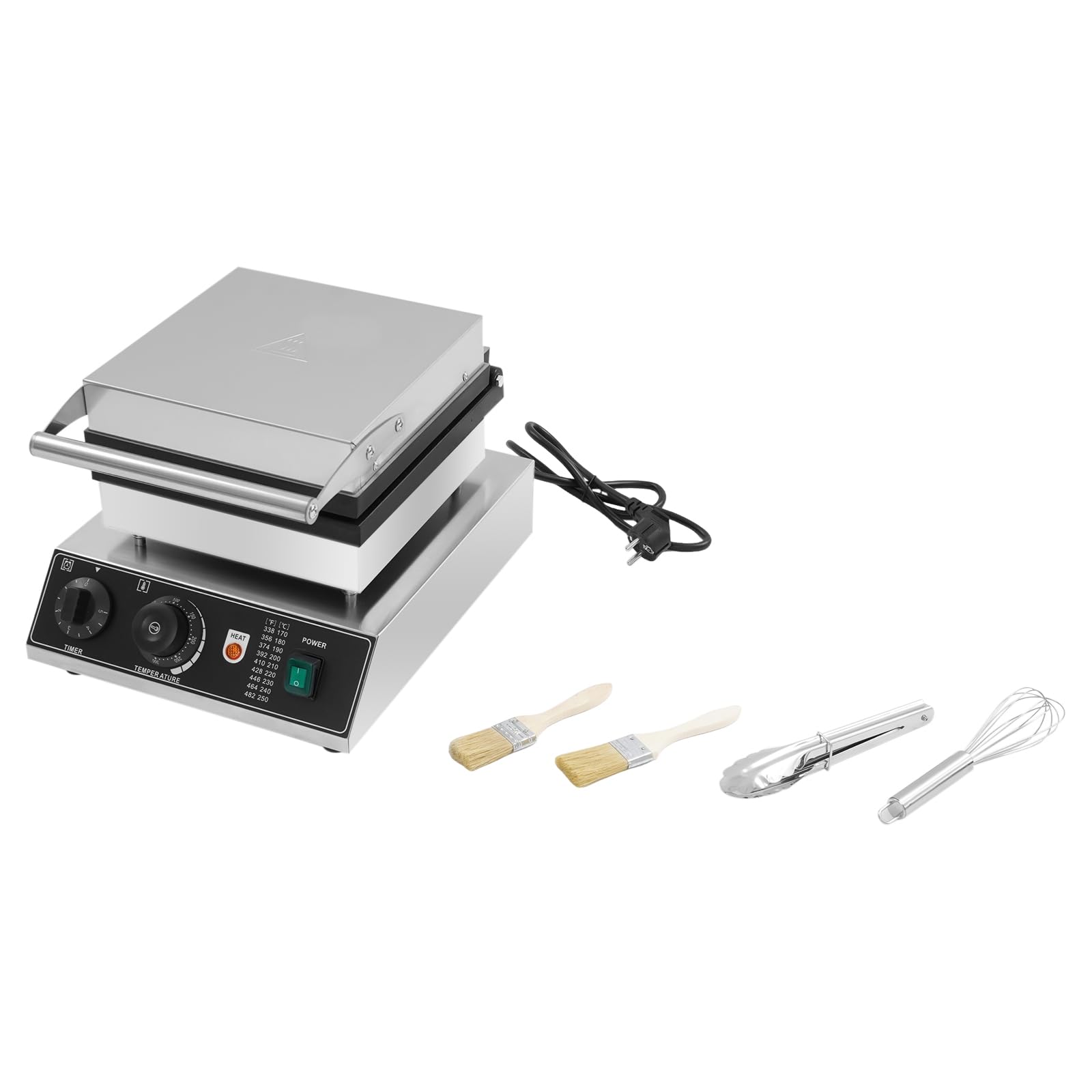 gofrera profesional de 2000 W, 2 gofres de gran formato | Máquina de gofres antiadherente con control de temperatura y duración ajustable para cocina y desayuno