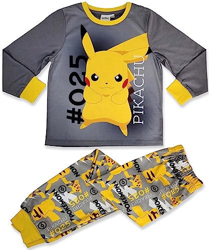 Pokemon - Conjunto de pijama para niños de 3 a 10 años, gris, 7-8 Years