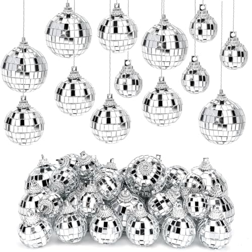 36 Stück Mini Discokugel Set 3 Größen Gemischt Spiegelkugel Discokugeln Set Mini Discokugel Deko 2cm 3cm 4cm Silber Discokugel Klein für Weihnachtsbaum Hochzeit Geburtstagsfeier Dekoration