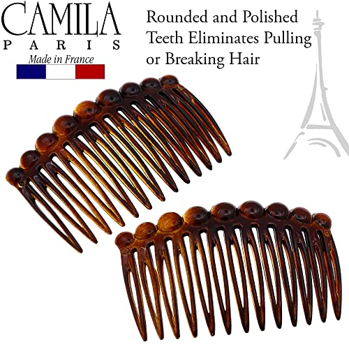 Camila CP33-2 Paris Cp33/2 French Hair Side Comb Small Tortoise Shell French Twist Hair Combs Decorative thumb #4