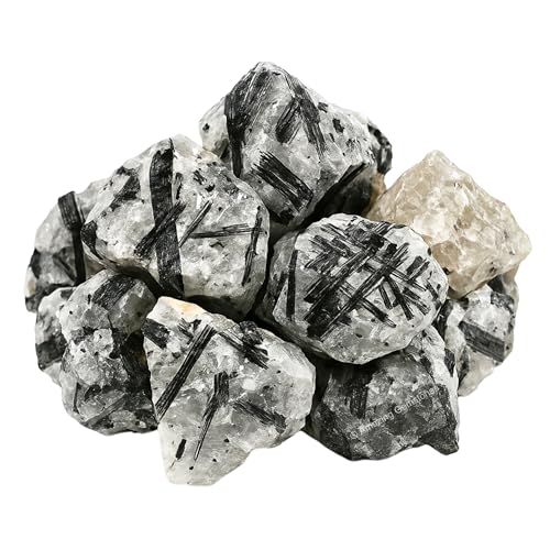 Image of Amazing Gemstone Black Rutilated Quartz Raw Crystals and Healing Stones, Natural Rocks for Tumbling - DIY Raw Stones and Crystals, 2 Pieces