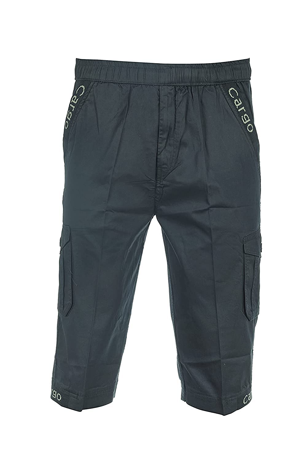 Cannagenix3/4 Cotton Cargo Regular Fit Casual Loose Shorts Half Capri Pants for Outdoor with Comfortable Elastic Waist Look with Zipper and Button Pockets