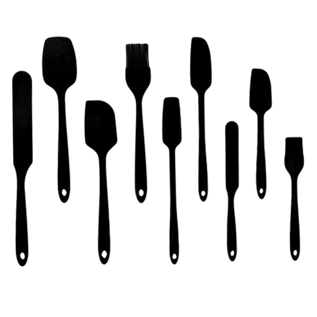 Cabilock Set di 9 Spatole in Silicone Nero Monopezzo per Pasticceria