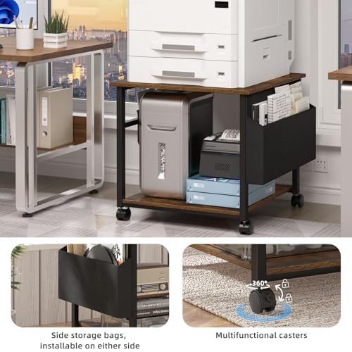 Image of Lerliuo Brown Large Printer Stand with Storage