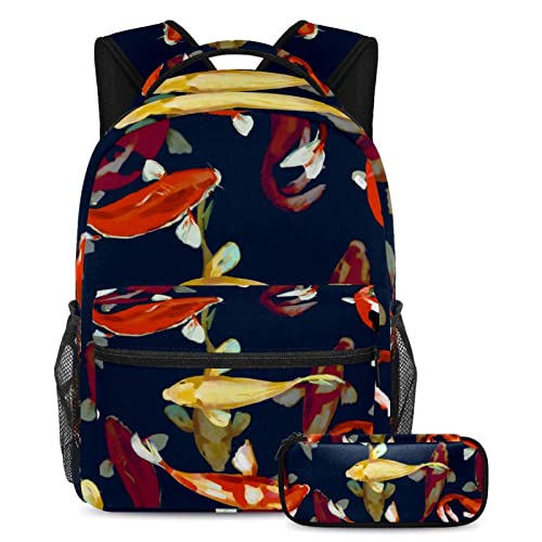 Sac à dos avec trousse motif poisson marin sac de voyage léger
